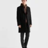 Single-Breasted Wool Blend Coat
