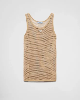 Sleeveless Cotton Mesh Top