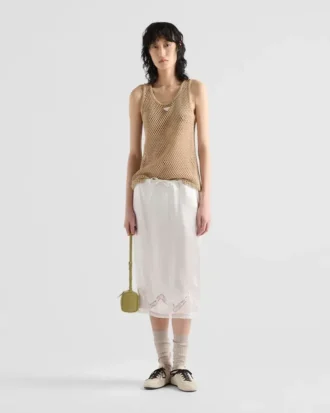 Sleeveless Cotton Mesh Top