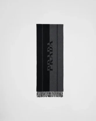 Small Wool Scarf with Jacquard Logo