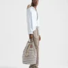 Striped Canvas Drawstring Duffel Bag