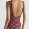 Striped Interlock Jersey One-Piece Swimsuit