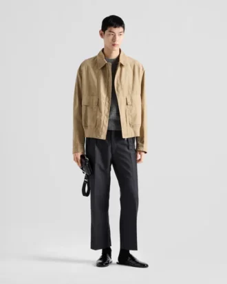 Suede and Cotton Bomber Jacket