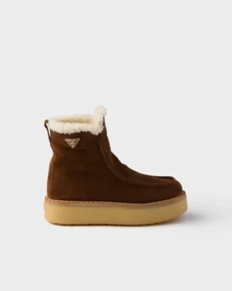 Suede and Shearling Booties