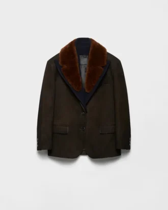 Suede and Shearling Caban Jacket
