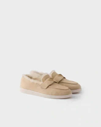 Suede and Shearling Loafers