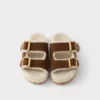 Suede and Shearling Slides