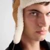 Suede Shearling Trapper Hat