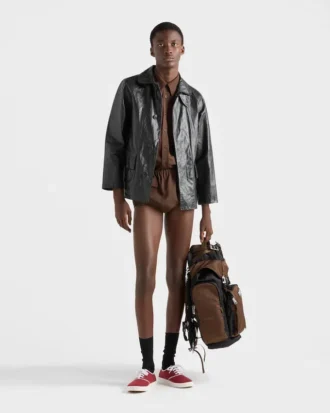 Vintage-Look Leather Blouson Jacket