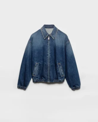 Washed Denim Blouson Jacket