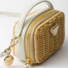 Wicker and Leather Mini-Pouch