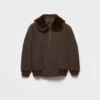 Wool Blouson Jacket with Shearling Collar