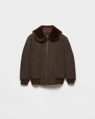 Wool Blouson Jacket with Shearling Collar