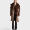 Wool Coat with Shearling Collar