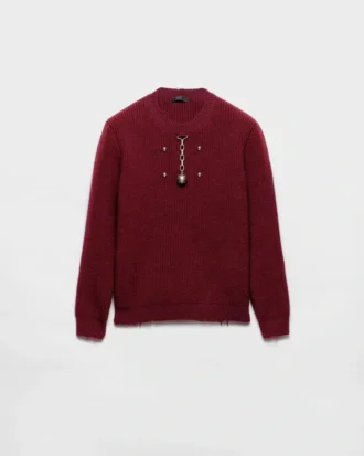 Wool Crew-Neck Sweater with Pendant