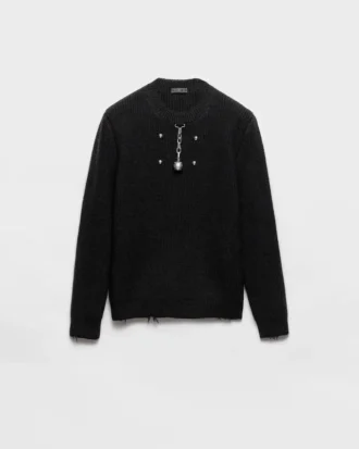 Wool Crew-Neck Sweater with Pendant